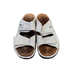 Finn Comfort Jamaika Sandals Slide Adjustable Strap White Silver Size 41 US 10